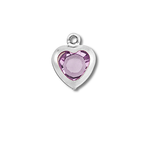 Colgantes Acero Inox coraz&oacute;n Plateado-rosa claro