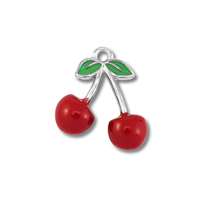 Colgantes Acero Inox cerezas Plateado-rojo-verde