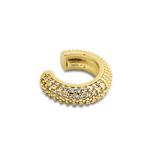 Pendientes ear cuff Acero Inox con zirc&oacute;n Dorado-cristal