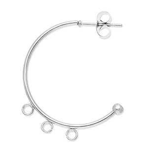 Fornituras Acero Inox pendientes criolla con 3 anillos Plateado