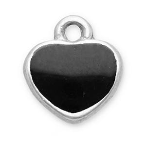 Colgantes Acero Inox coraz&oacute;n Plateado-negro