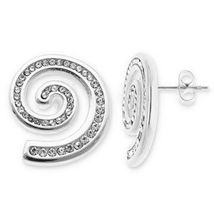 Pendientes Acero Inox espiral con strass Plateado-transparente