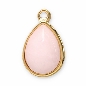 Colgantes Acero Inox piedra natural gota Dorado-rosado