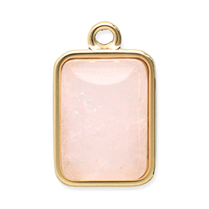 Colgantes Acero Inox piedra natural rect&aacute;ngulo Dorado-rosado