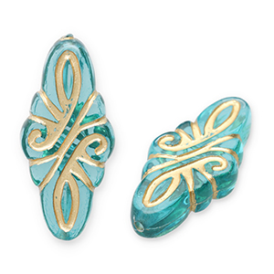 Abalorios acr&iacute;licos rombo arabesco Azul verdoso-dorado