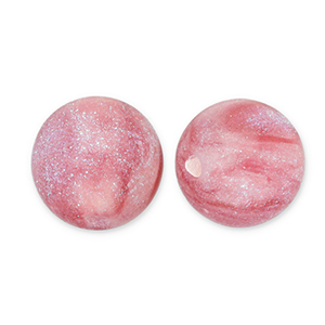 Abalorios acr&iacute;licos con glitter 6 mm Rosa-turquesa