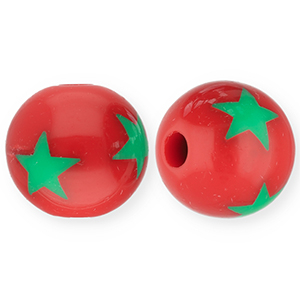 Abalorios acr&iacute;licos 12 mm con estrella Rojo-verde