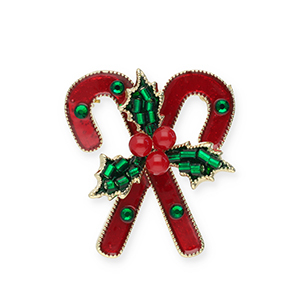 Broches bast&oacute;nes de caramelo con motivos navide&ntilde;os Dorado-rojo-verde