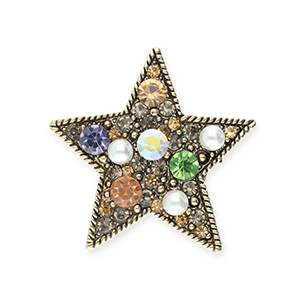 Broches estrella Dorado-negro-multicolor