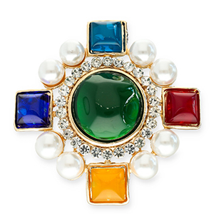 Broches llamativos rombo Dorado-multicolor