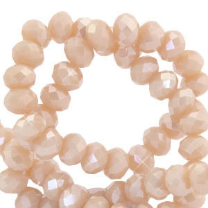 Abalorios faceteados disco 6x4mm Beige seda melocot&oacute;n-revestimiento pearl shine