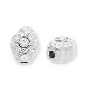 Abalorios Acero Inox &oacute;valo con strass Plateado-transparente