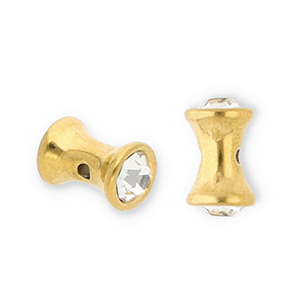 Abalorios Acero Inox diabolo con strass Dorado-transparente