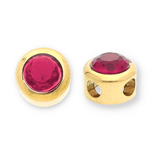 Abalorios Acero Inox disco con strass Dorado-rosa oscuro