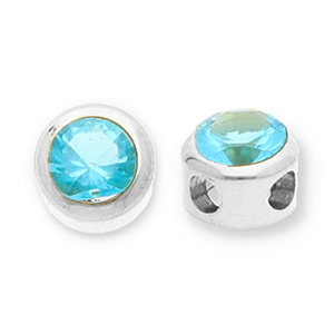 Abalorios Acero Inox disco con strass Plateado-azul