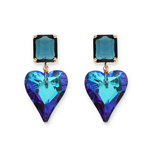 Pendientes de Cristal rect&aacute;ngulo-coraz&oacute;n Azul petr&oacute;leo-azul multicolor cubierta AB