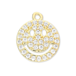 Metal TQ lat&oacute;n colgante smiley Dorado-transparente