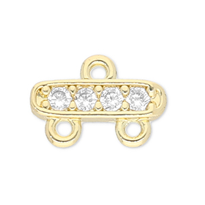 Metal TQ lat&oacute;n entrepieza con 2 anillas Dorado-transparente