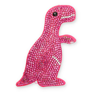 Colgantes llamativos con strass dinosaurio Rosa oscuro-cristal-negro