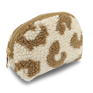 BY31&reg; Neceser tejido teddy con estampado leopardo Marr&oacute;n beige-marr&oacute;n