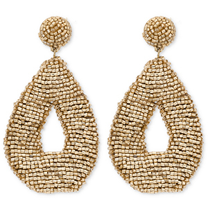 Pendientes trendy con abalorios de vidrio gota Dorado
