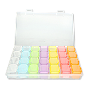 Caja de almacenamiento de joyer&iacute;a con 7x4 compartimentos Transparente-multicolor