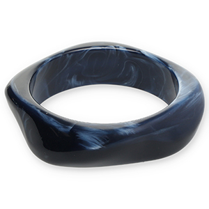 Pulseras bangle de resina Azul oscuro-blanco