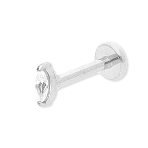 Piercing oreja Acero Inox &oacute;valo con strass Plateado-cristal