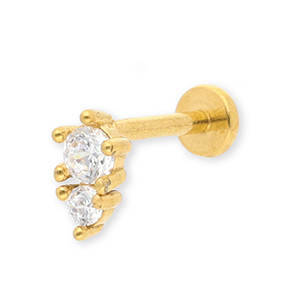 Piercing oreja Acero Inox con strass Dorado-cristal