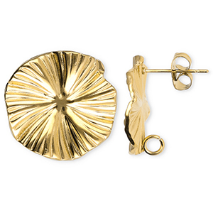 Fornituras acero inox pendientes flor con anilla Dorado