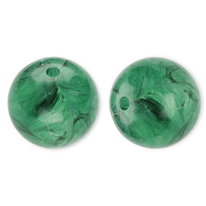 Abalorios acr&iacute;licos 20 mm redondos Verde oscuro-m&aacute;rmol