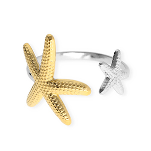 Anillos Acero Inox estrella de mar Plateado-dorado