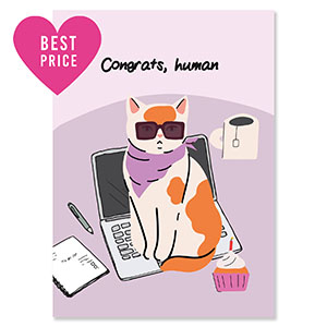 BY31&reg; Tarjetas para joyer&iacute;a "Congrats, human" P&uacute;rpura-naranja-negro
