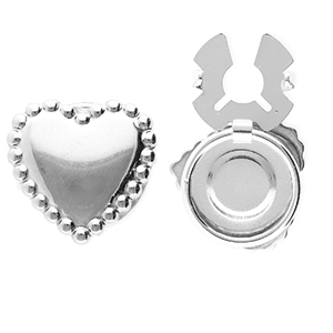 Cubrebotones Acero Inox coraz&oacute;n Plateado