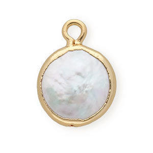 BQ Perlas de agua dulce colgante redondo Dorado-blanco natural