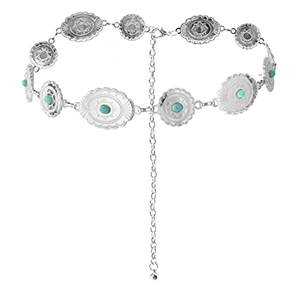 Cadena para la cadera bohemios Plateado-turquesa