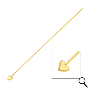 BY31&reg; Fornituras Acero inox bast&oacute;n con cabeza coraz&oacute;n 70mm Dorado