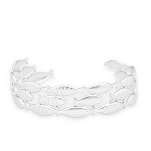 Pulseras Acero Inox bangle pez Plateado