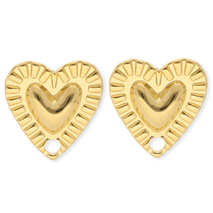 BY31&reg; Fornituras Acero Inox pendientes coraz&oacute;n con anilla Dorado