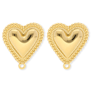 BY31&reg; Fornituras Acero Inox pendientes coraz&oacute;n con anilla Dorado