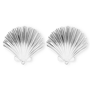 BY31&reg; Fornituras Acero Inox pendientes concha con anilla Plateado