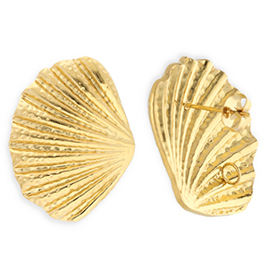 BY31&reg; Fornituras Acero Inox pendientes concha con anilla Dorado