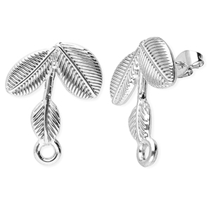 Fornituras Acero Inox pendientes hojas con anilla Plateado
