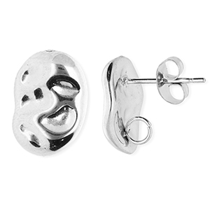 Fornituras Acero Inox pendientes &oacute;valo con anilla Plateado