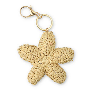 Llavero estrella de mar de ganchillo Dorado-beige