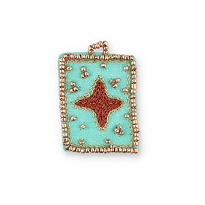Colgantes de tela hechos a mano estrella Turquesa-marr&oacute;n-dorado