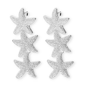 Pendientes trendy estrellas de mar con perno de acero inox Plateado