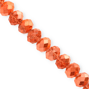 Abalorios faceteados disco 12x9mm Naranja coral-revestimiento pearl shine
