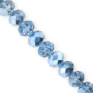 Abalorios faceteados disco 12x9mm Azul-revestimiento pearl shine