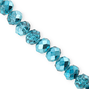 Abalorios faceteados disco 12x9mm Azul verdoso-revestimiento pearl shine